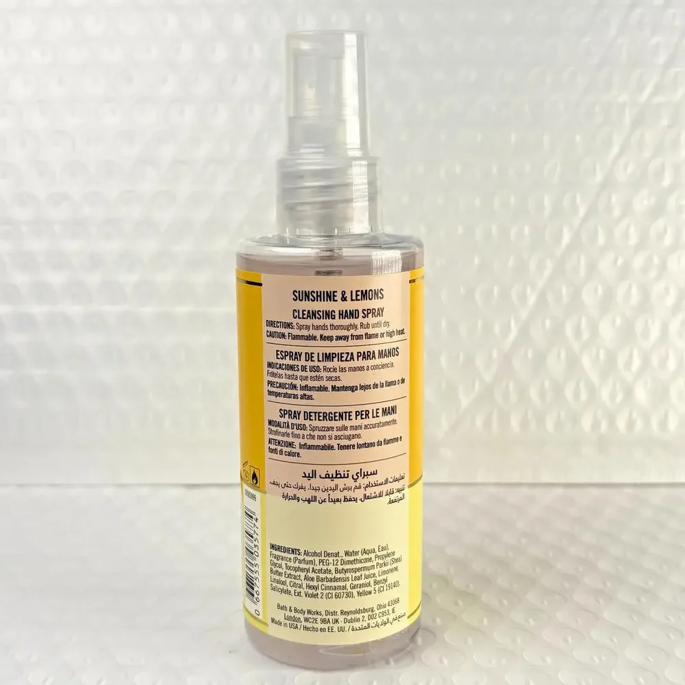 Bath & Body Works Sunshine & Lemons Anti-Bacterial Hand Spray Sanitizer 3oz Rare